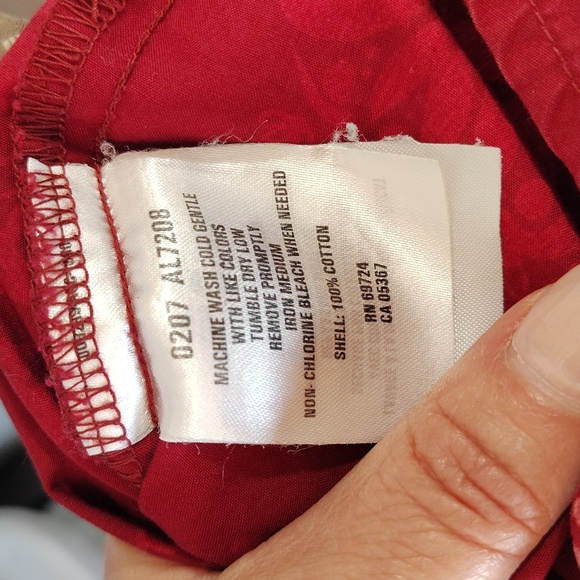 Columbia button down top two tone red collared size large elbow sleeve - Picture 8 of 8